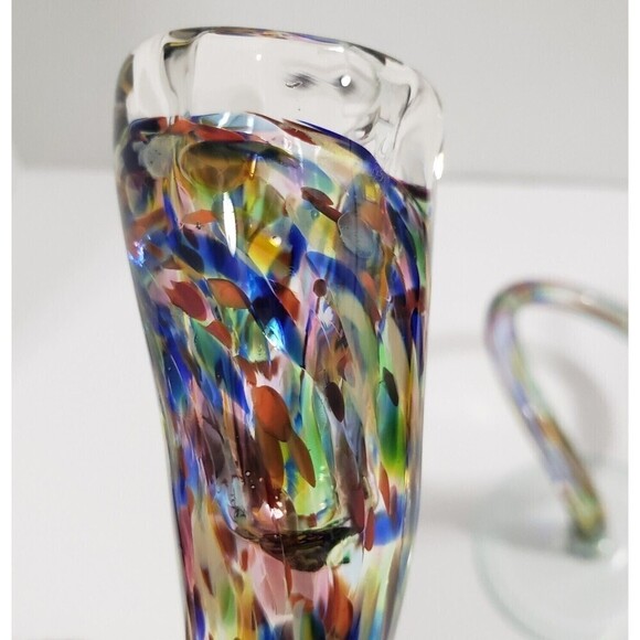 Vintage Candlesticks Hand Blown Michael Hudson Twisted Glass Confetti Set of 2 - Picture 14 of 15